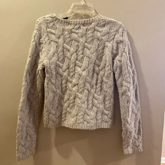 Express Handknit Lambswool size small light gray sweater. {127} - Picture 3 of 8